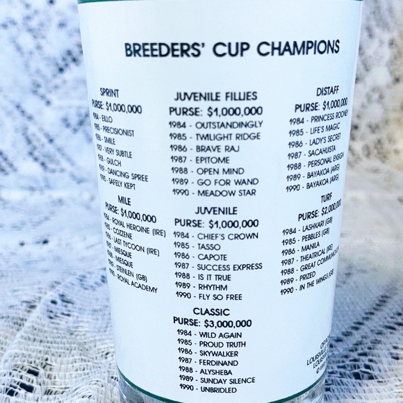 COLLECTIBLE BREEDERS CUP 1991 CHURCHILL DOWNS OFFICIAL COLLECTIBLE GLASS 5 1/4" - Picture 8 of 10